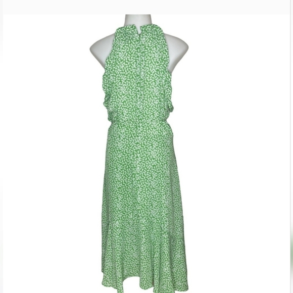 Who What Wear Sleeveless Green Floral Midi Halter Dress Green Leaf - Picture 2 of 9